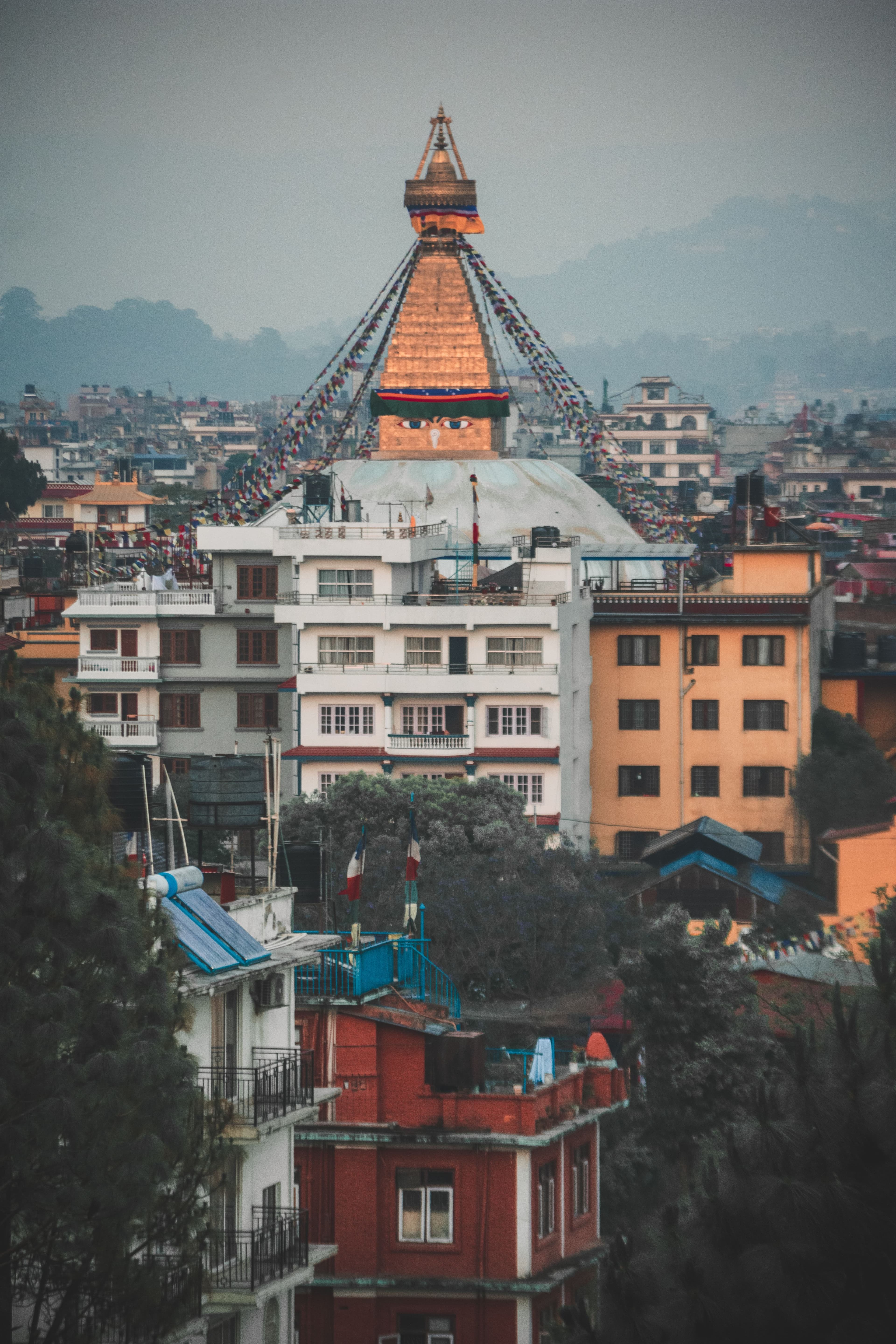 Boudhanath Stupa rising above Kathmandu